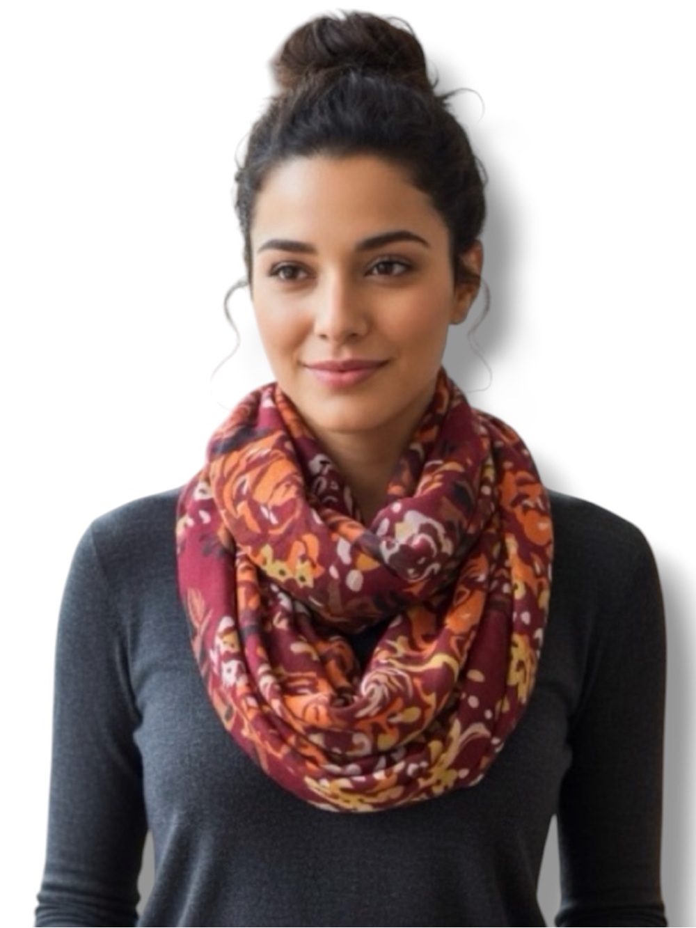 Cejon Infinity Scarf Red Vibrant Floral Print Excellent Condition 🎉 Host Pick 🎉